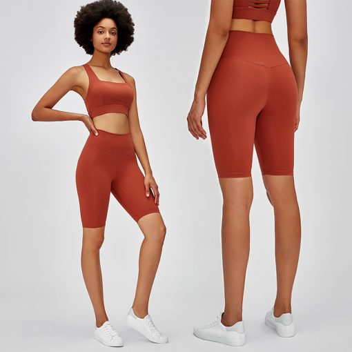 High waist lifting hip fitness double layer sand brushed slim body pants high waist sport leggings short sleeve yoga top